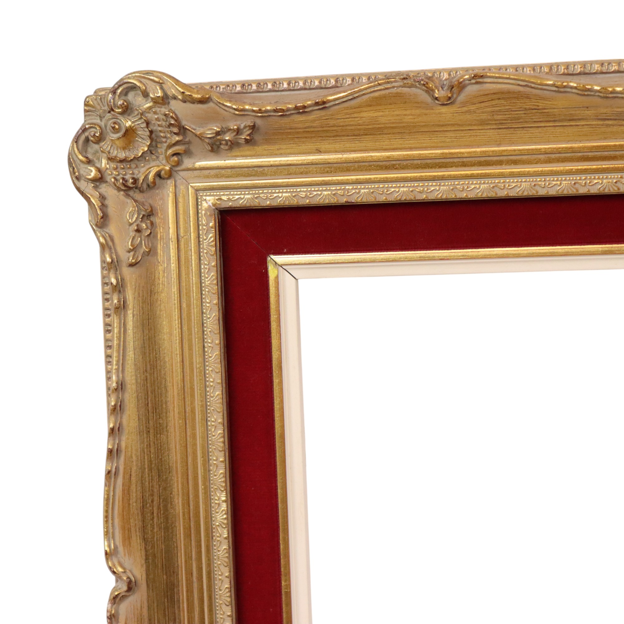 Vintage Vergulde Lijst Barok Stijl Rood Fluweel Klassiek 76x56cm image 5