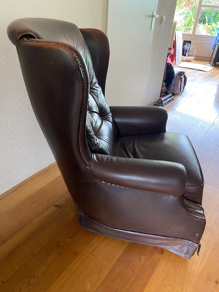 Leren Oor-fauteuil Met Knopen image 4