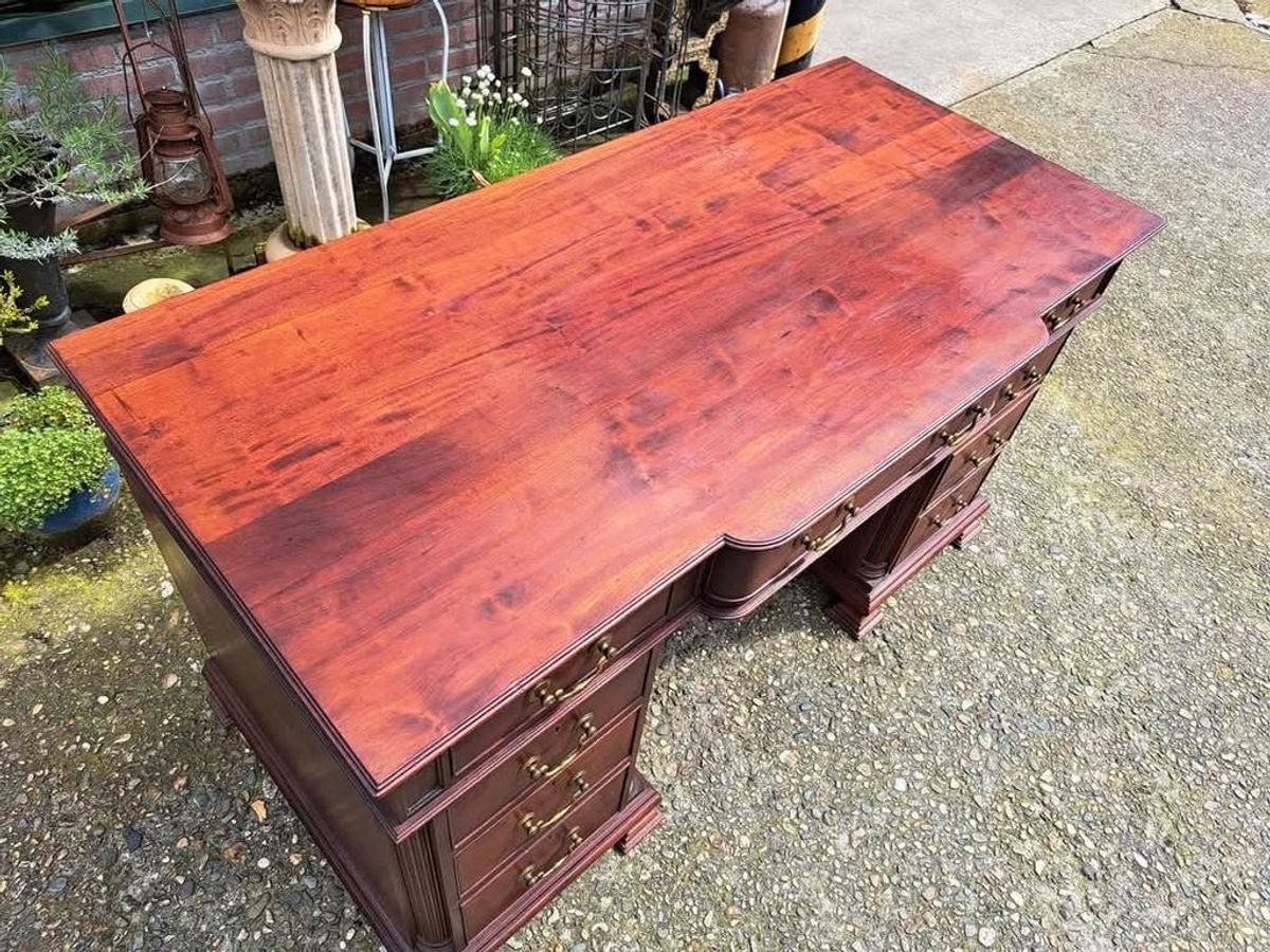 Antieke Engels Bureau, Schrijftafel, Partnerdeks image 4