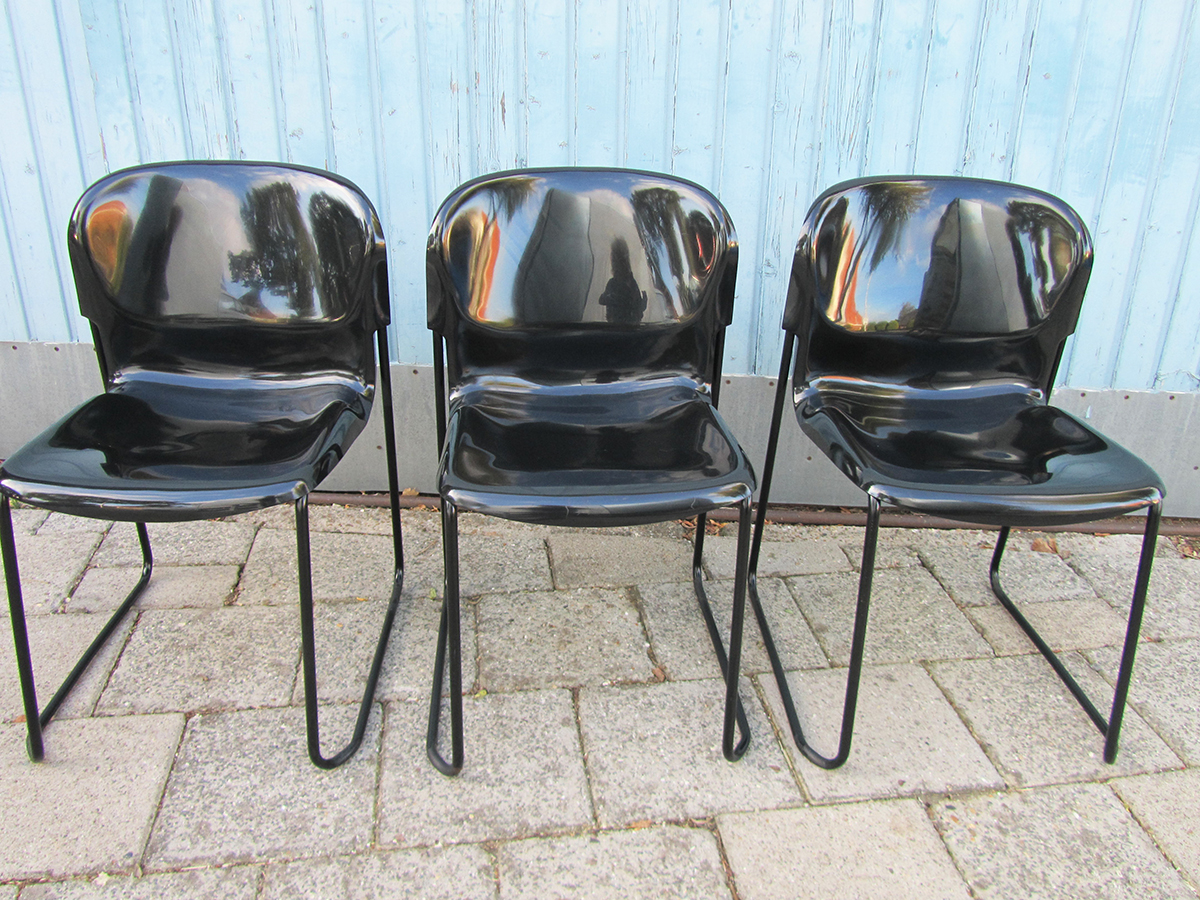 3 Zwarte Retro Design Stoelen Gerd Lange Drabert image 3