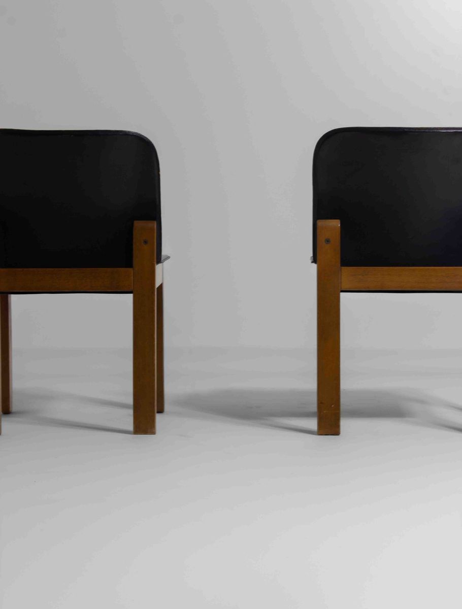 Mid-century Set Van 6 Lederen Eetkamerstoelen Door Arfa & Tobia Scarpa, 1970 image 6