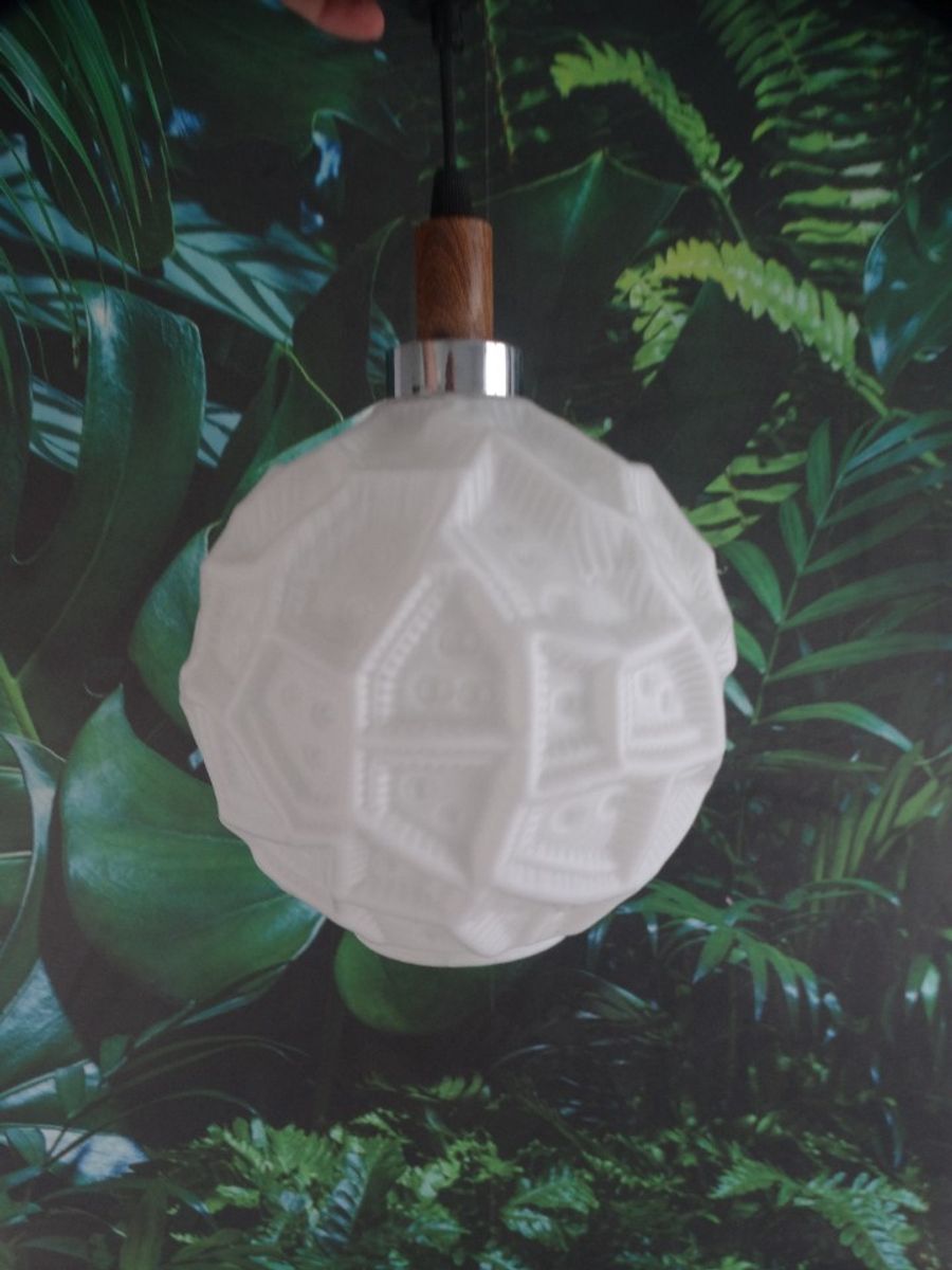 Melkglas Hnglamp Met Reliëfpatroon image 5
