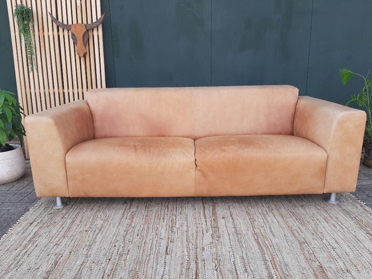 Stoere Leren Bank – Mountain Alp 2,5-zits Lichte Camel Kleur image 16