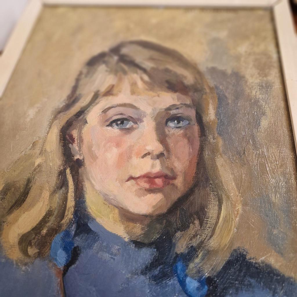 Mari Trappeniers Oud Schilderij Portret Olieverf Op Doek image 12