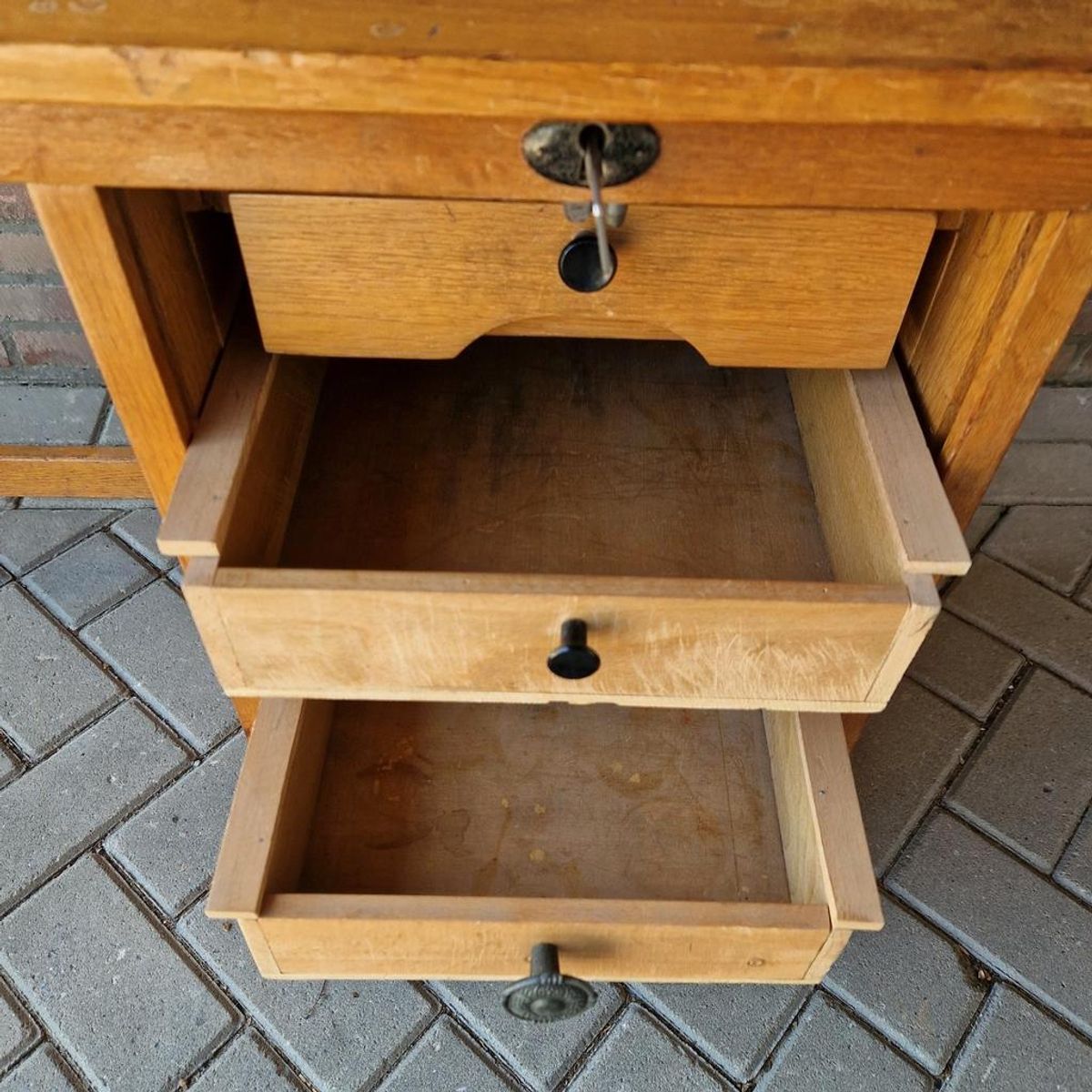 Antiek Artdeco Bureau Beuken Bureau Vintage image 11