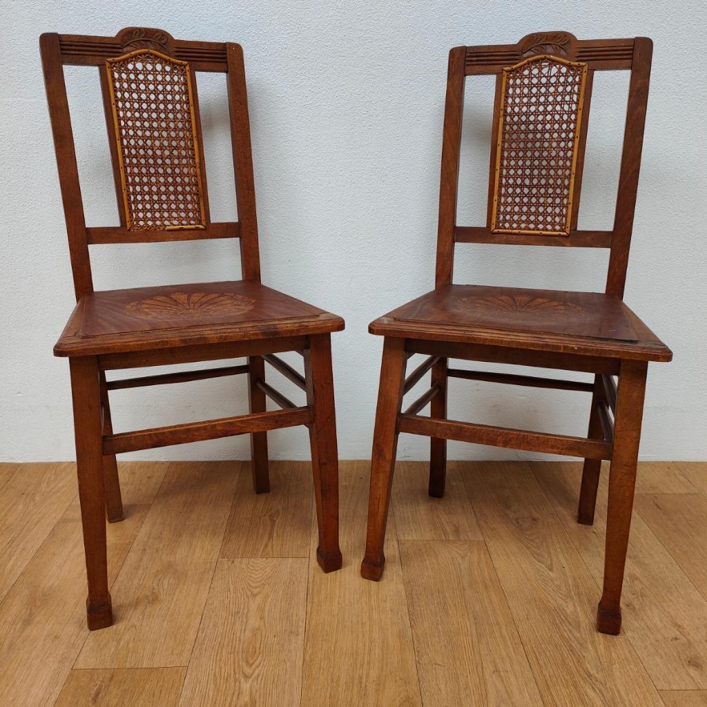 Vintage Houten Café Stoelen, Bistrostoelen, Eetkamerstoelen Set Prijs image 2