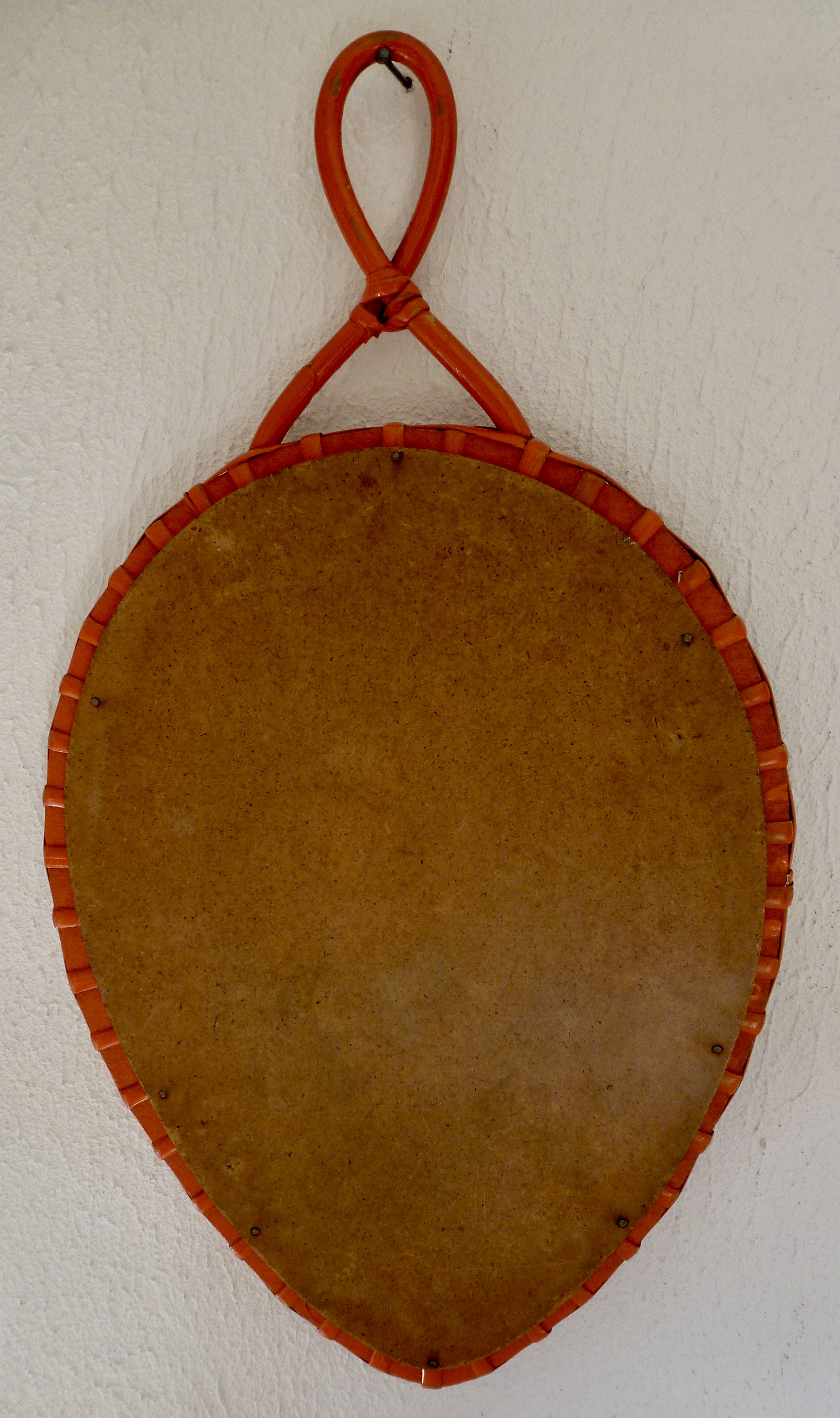 Oranje Vintage Retro Rieten Spiegel In Hartvorm. image 6