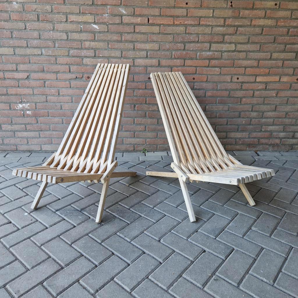 Set 2 Lounge Fauteuils Lattenbank Ligstoelen Tuinstoelen image 2