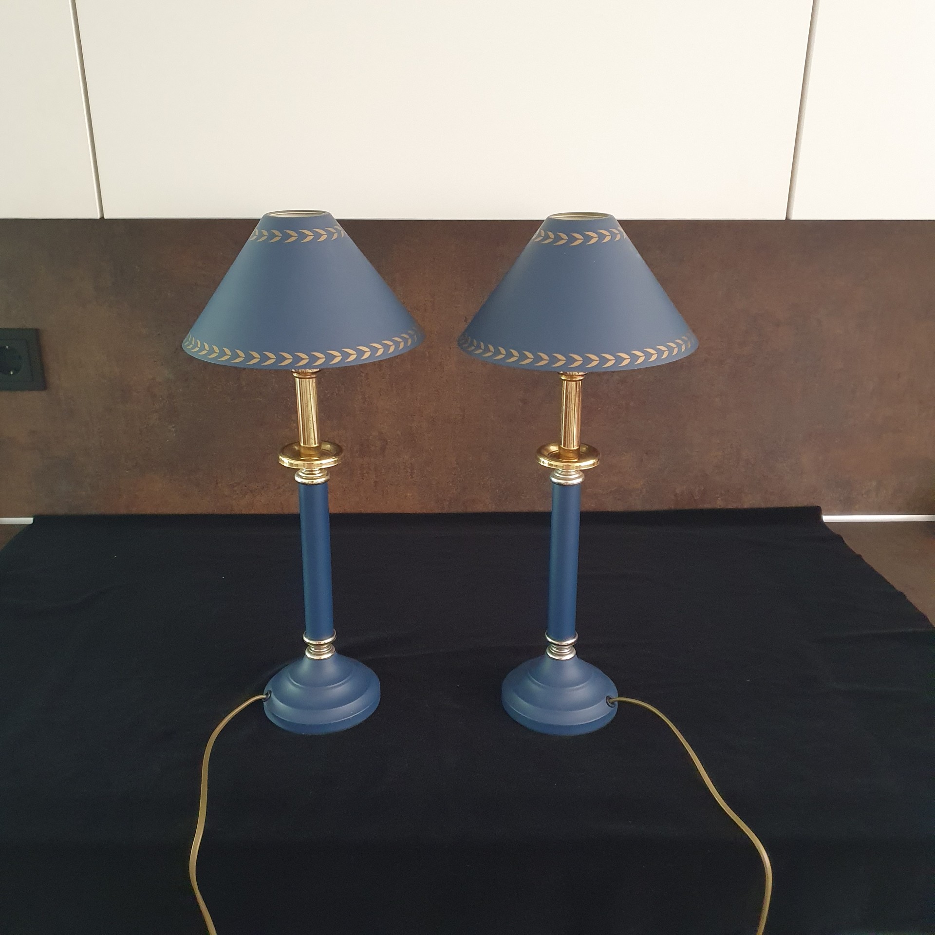 Tafellamp - Bedlamp - Kastlamp - Blauw - Metaal - Met Kap - 2 Stuks. image 3