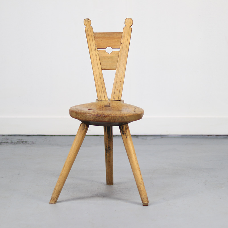 Landelijke Antieke Primitieve Driepoot Stoel image 8