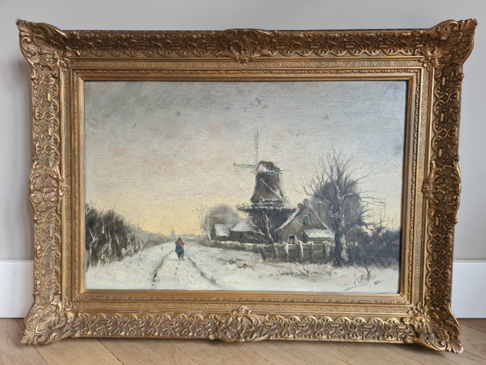 Schilderij Winterlandschap In Hollandse Polder - Aart Van Dalen (Rotterdam 1933-1990) image 10