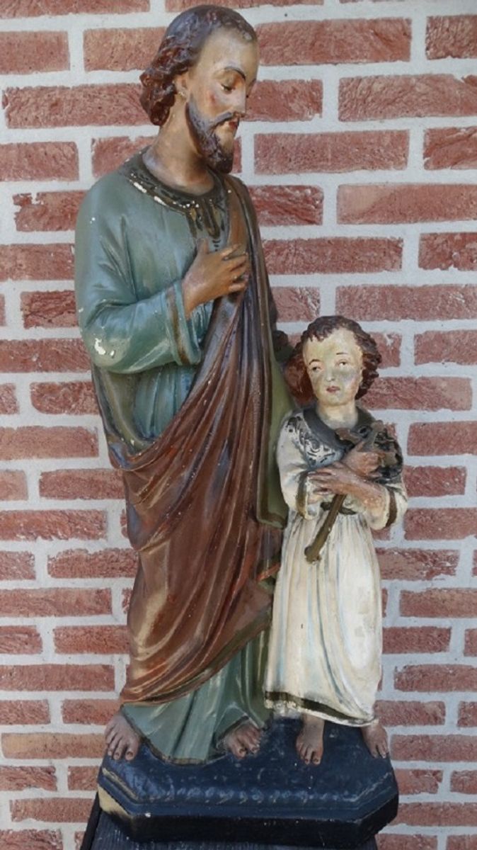 Groot Heiligenbeeld "jozef Met Kindje Jezus". image 7