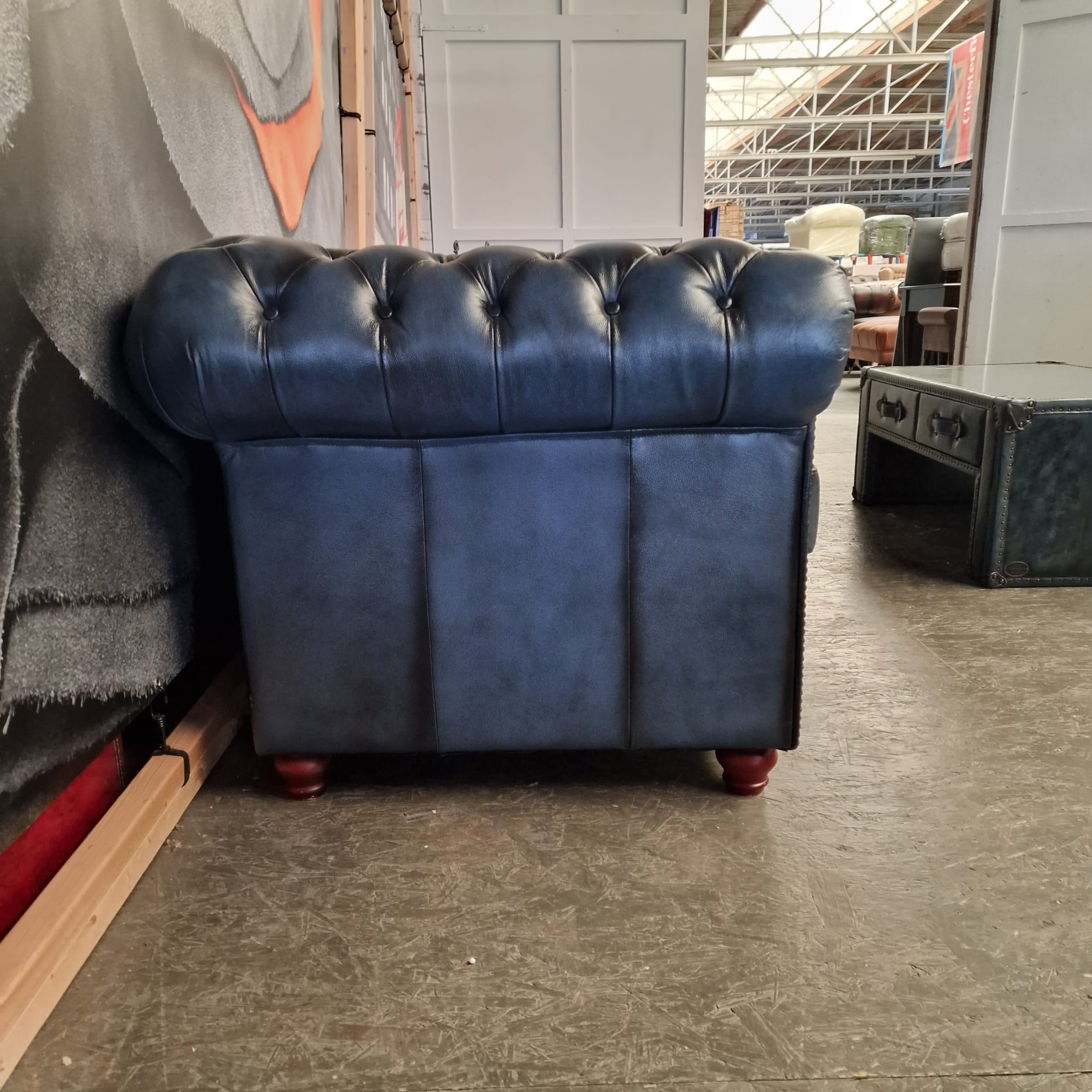 Chesterfield Brighton Antiek Blauw 6-zits Bank Leer image 5