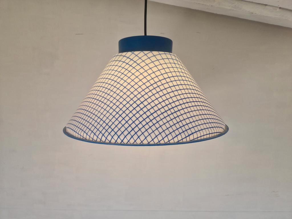 Vintage Kunststof Hanglamp Wit Blauw. image 3
