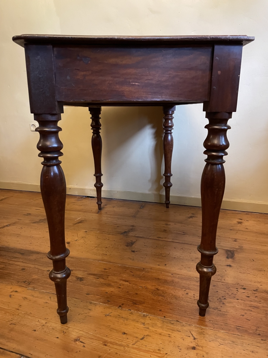 Magnifiek Bureau Werktafel Leer En Ingelegd Met Bladgoud 19e Eeuws Frans image 13
