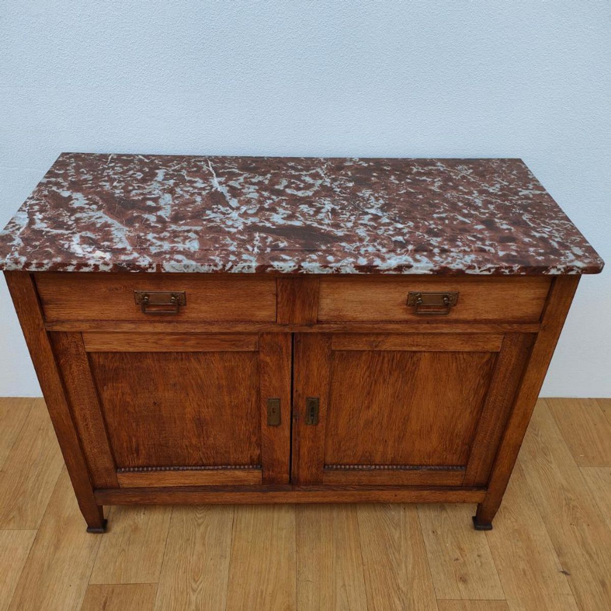 Vintage Frans Dressoir Commode, Ladekast Bakamermeubel Met Marmer Blad image 3