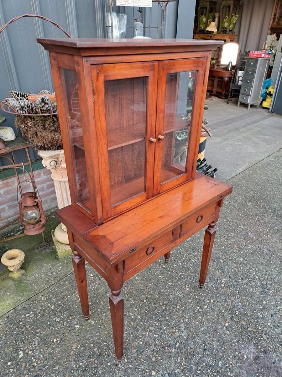 Antiek Vitrinekastje, Schrijfbureau, Secretaire image 6