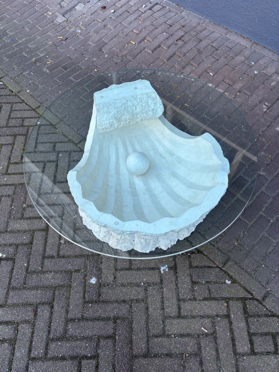 Vintage Parel Salontafel Van Fossielsteen image 3