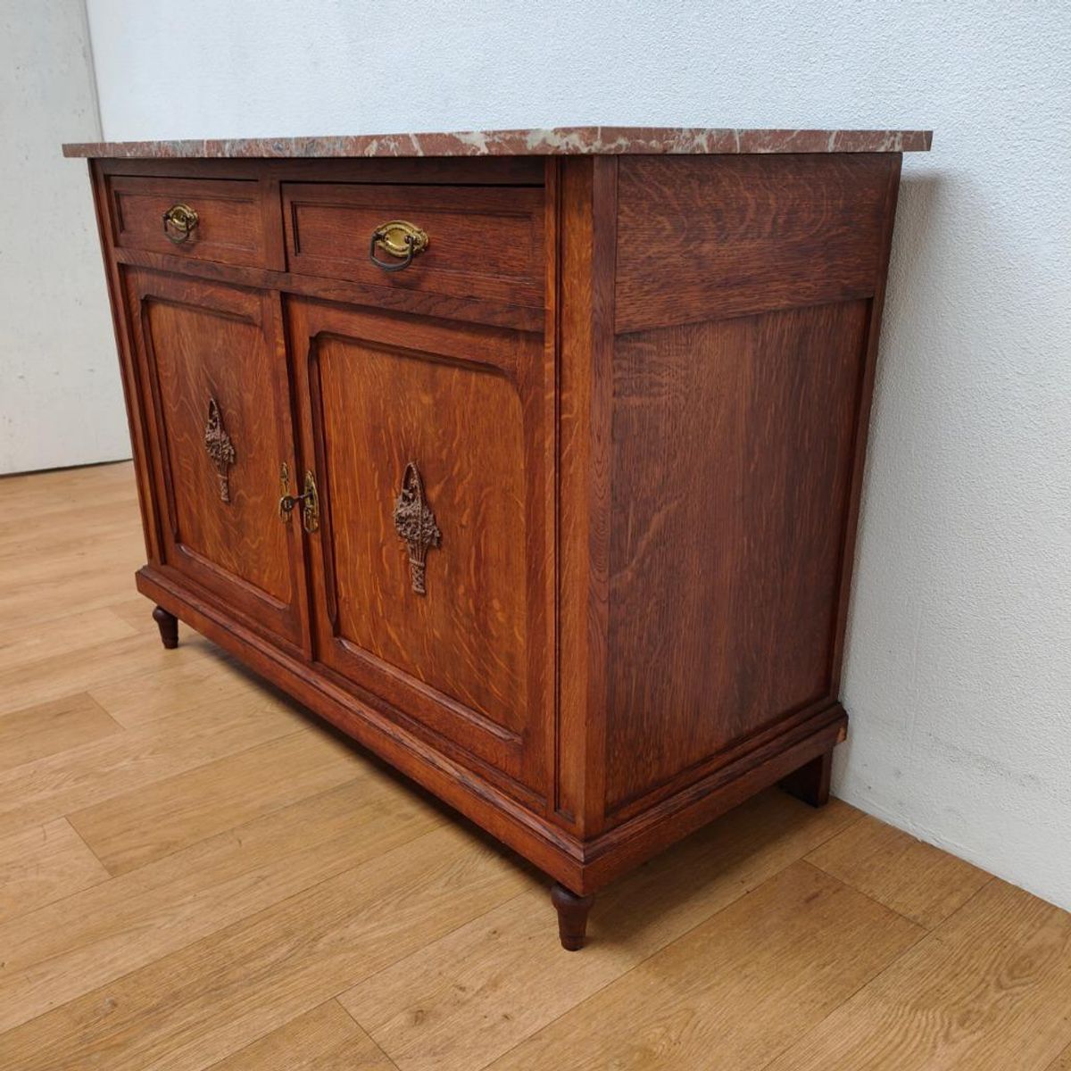Vintage Antiek Dressoir Commode Ladekast Badkamermeubel Met Marmer Blad 702 image 5