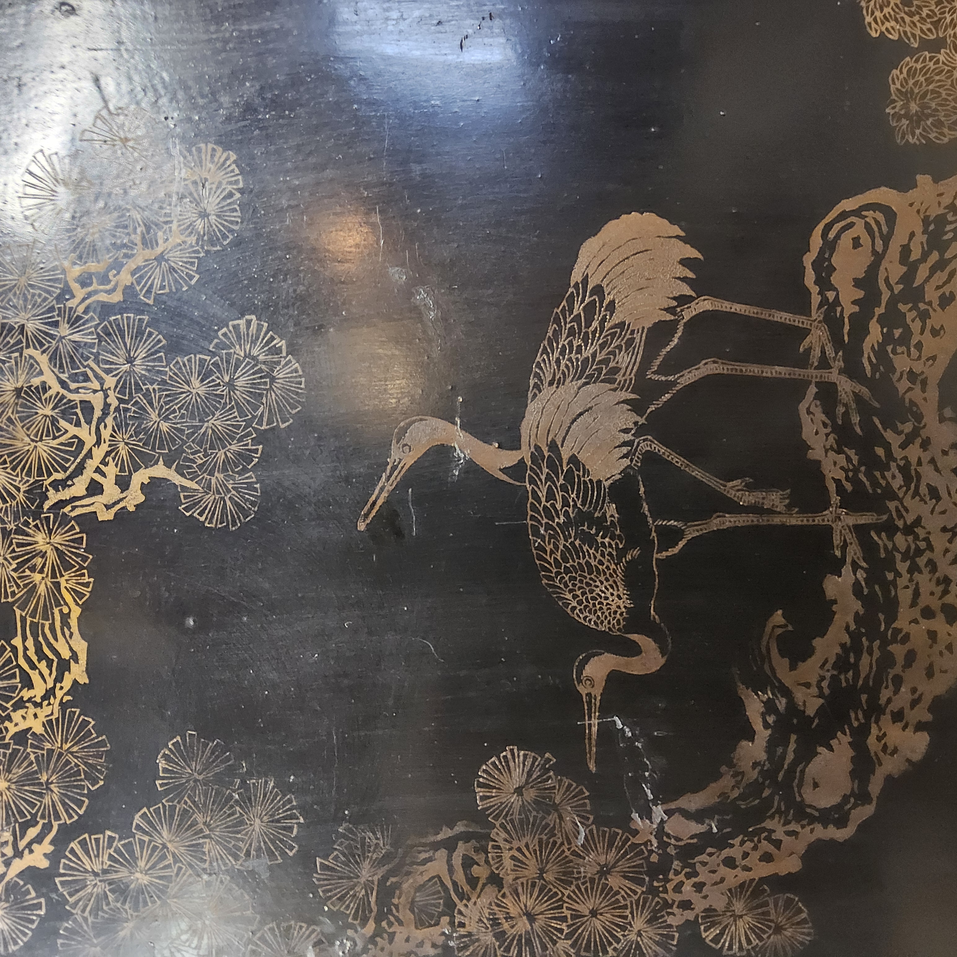 Vintage Chinese Lakkast Vogels Bloemen (speksteen) Bohemian Kast / Oosterse Kast / Aziatische Kast image 18