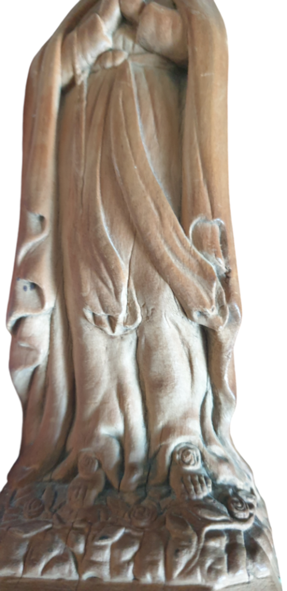 Prachtig Oud Houtsnijwerk Maria Beeldje H 20 Cm image 4