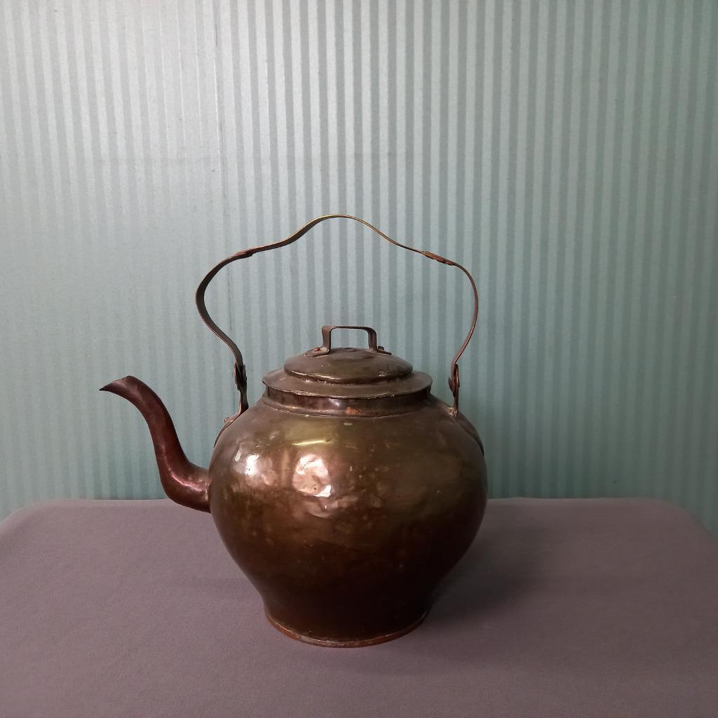 Schitterende Antieke Koperen Gehamerde Appelketel image 2