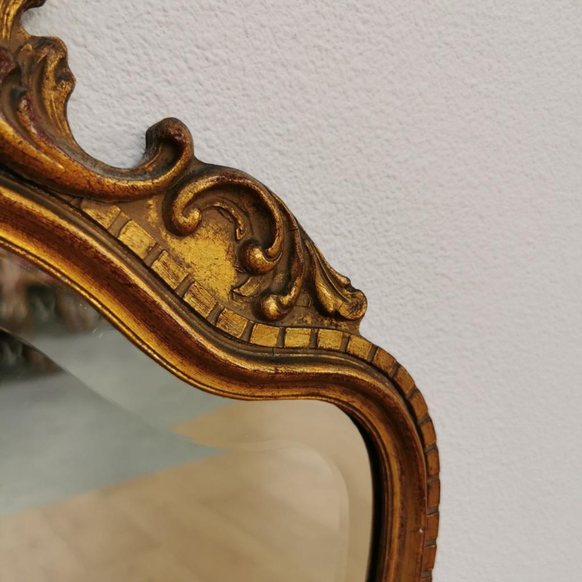 Vintage Goudkleurige Barok Rococo Spiegel Kuifspiegel Schouwspiegel 119 image 12