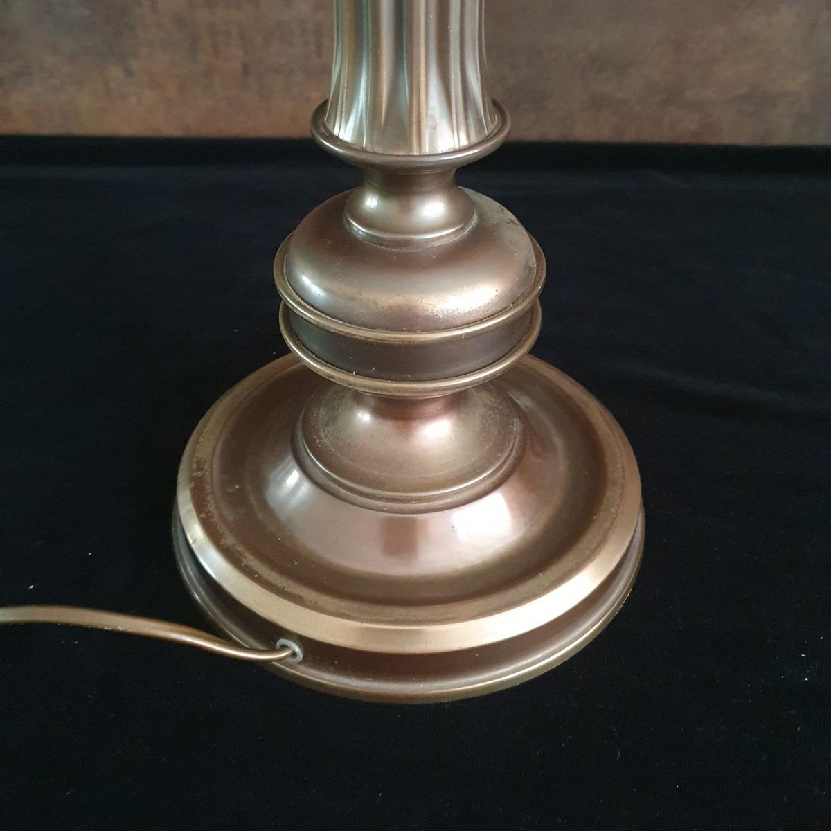 Vintage - Tafellamp - Kastlamp - Messing - Stoffen Kap - Herda image 6