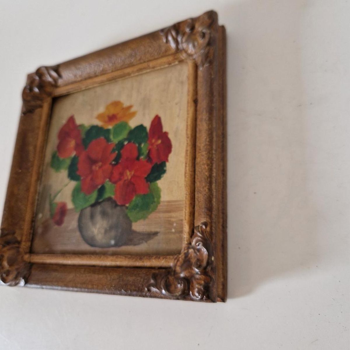 Antiek Schilderijtje Oost Indische Kers Bloemen Schilderij image 3