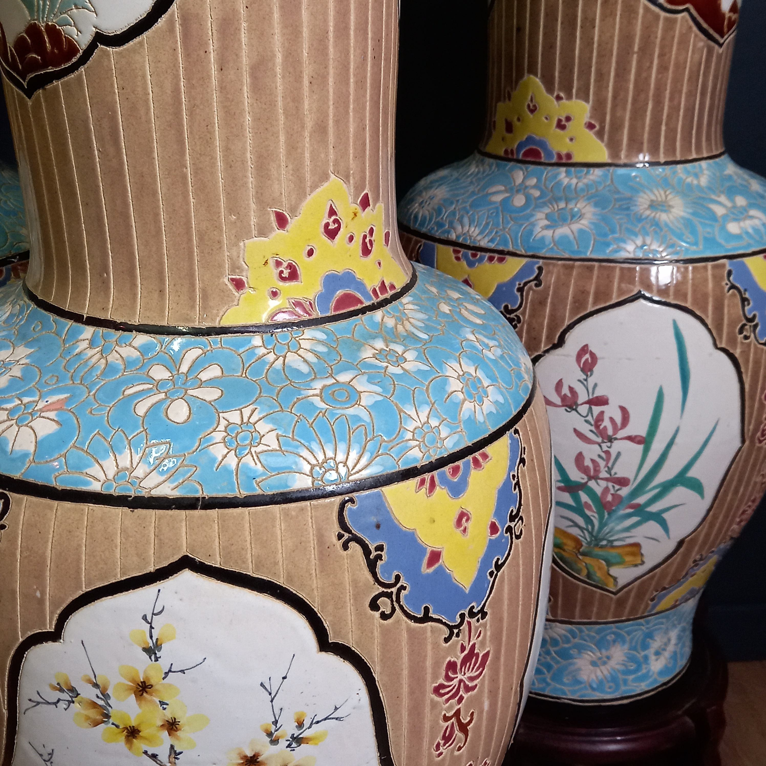 3x Vintage Vietnamese Bien Hoa Vazen Prijs P/st image 13