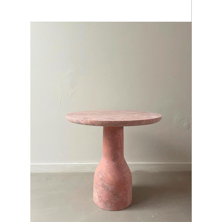 Prachtige Bijzettafel Van Roze Travertin image 5