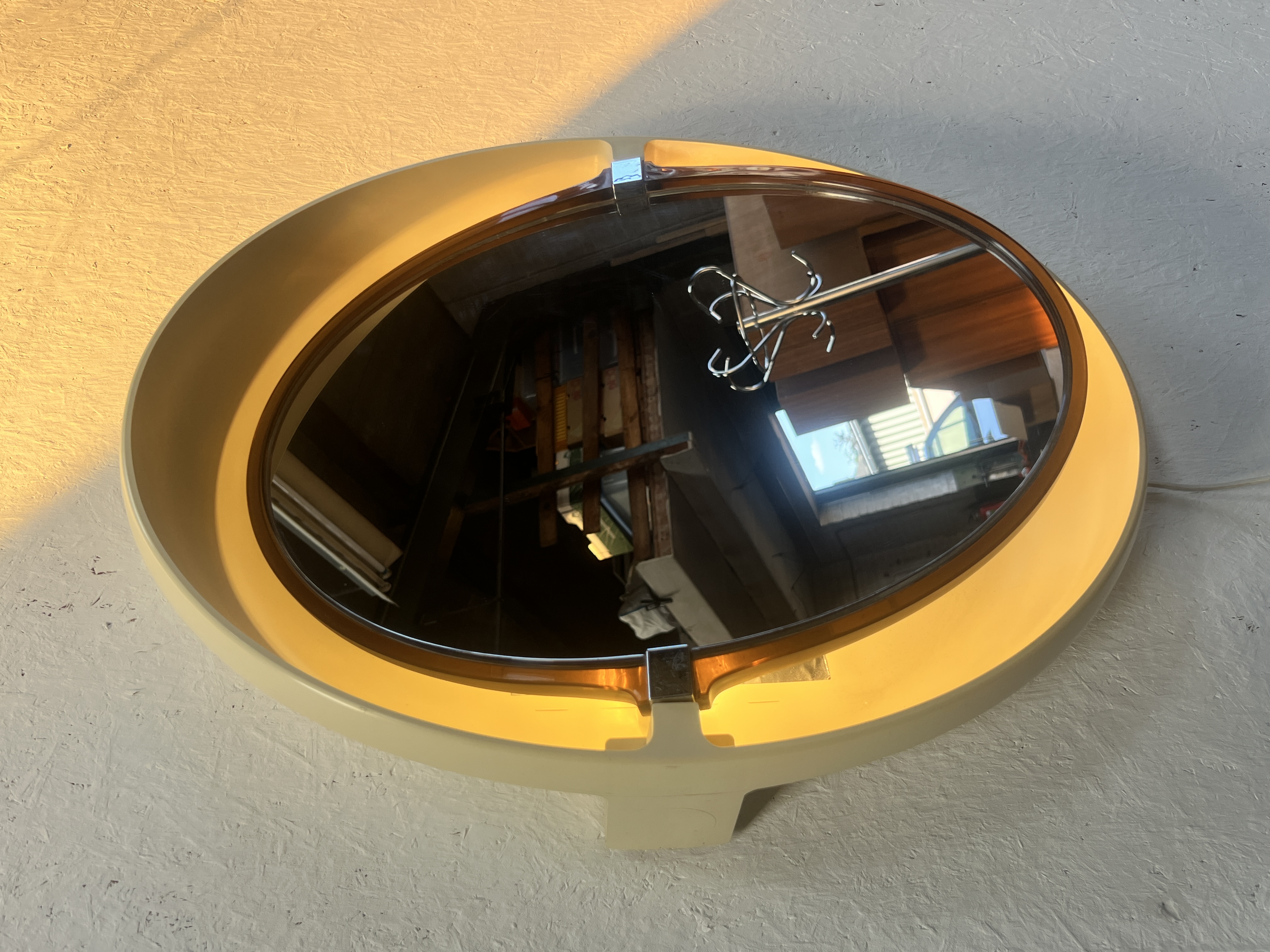Vintage Ovale Spiegel Met Verlichting, Allibert, 1970's image 18