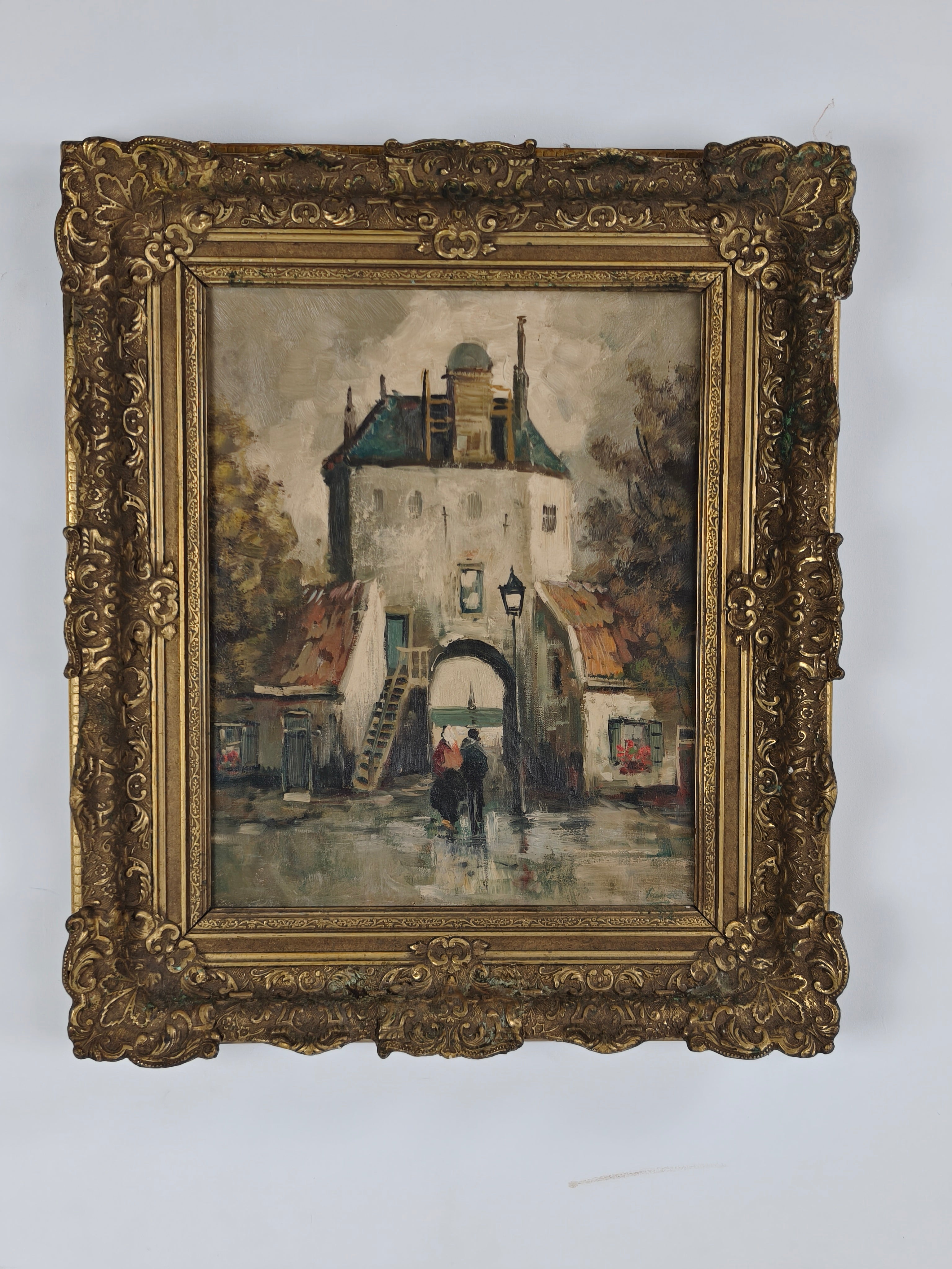 19th-century Oil Painting – City Gate Of Harderwijk, The Netherlands image 3