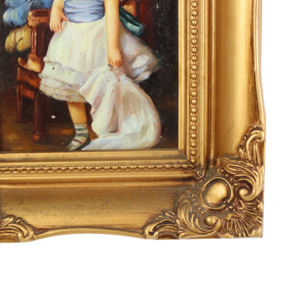 Charmant Schilderij Jong Meisje Gouden Lijst Lady Sybil Primrose image 5
