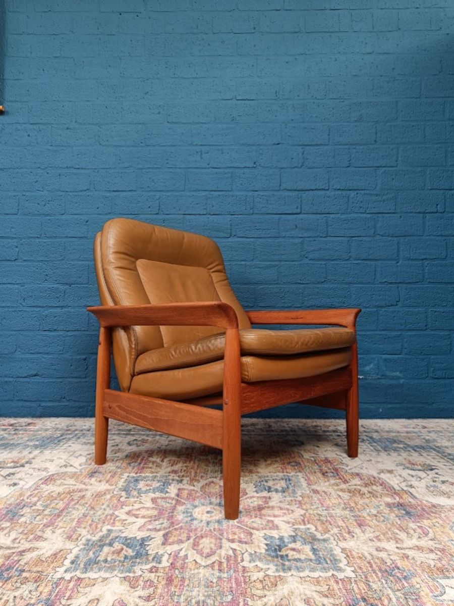 Vintage Fauteuil Met Voetenbank, Deens Design image 2