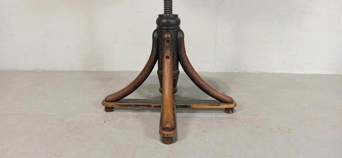 Antieke Bentwood Swivel Pianokruk Krukje image 11