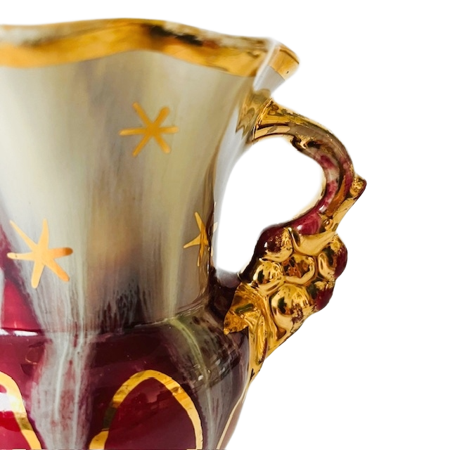 Mid-century Jasba Vaas Fuchsia Wit Goud Barok 1950’s image 4