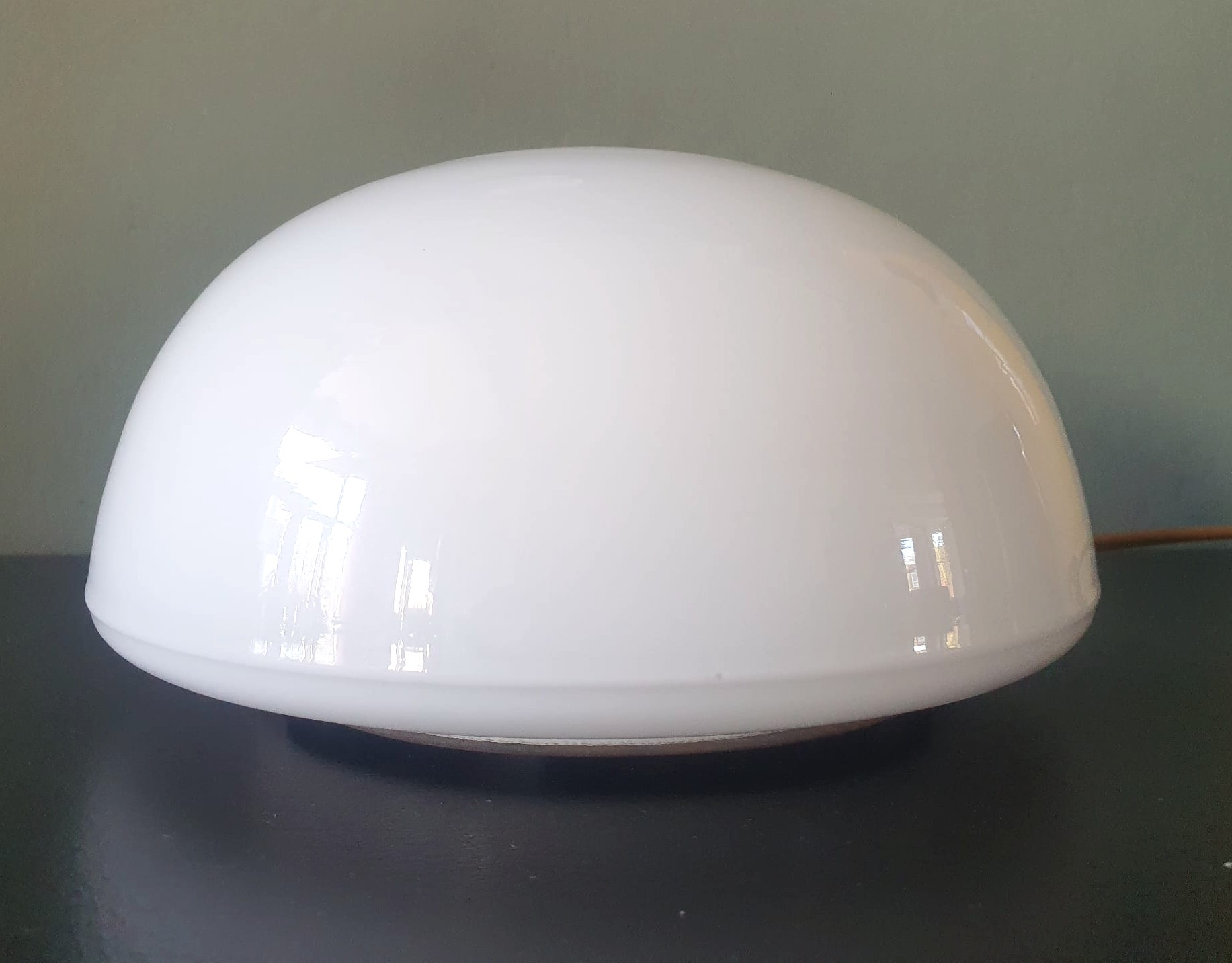 Antieke Witte Opaline Plafondlamp - Frankrijk - Jaren 30 -40 image 3