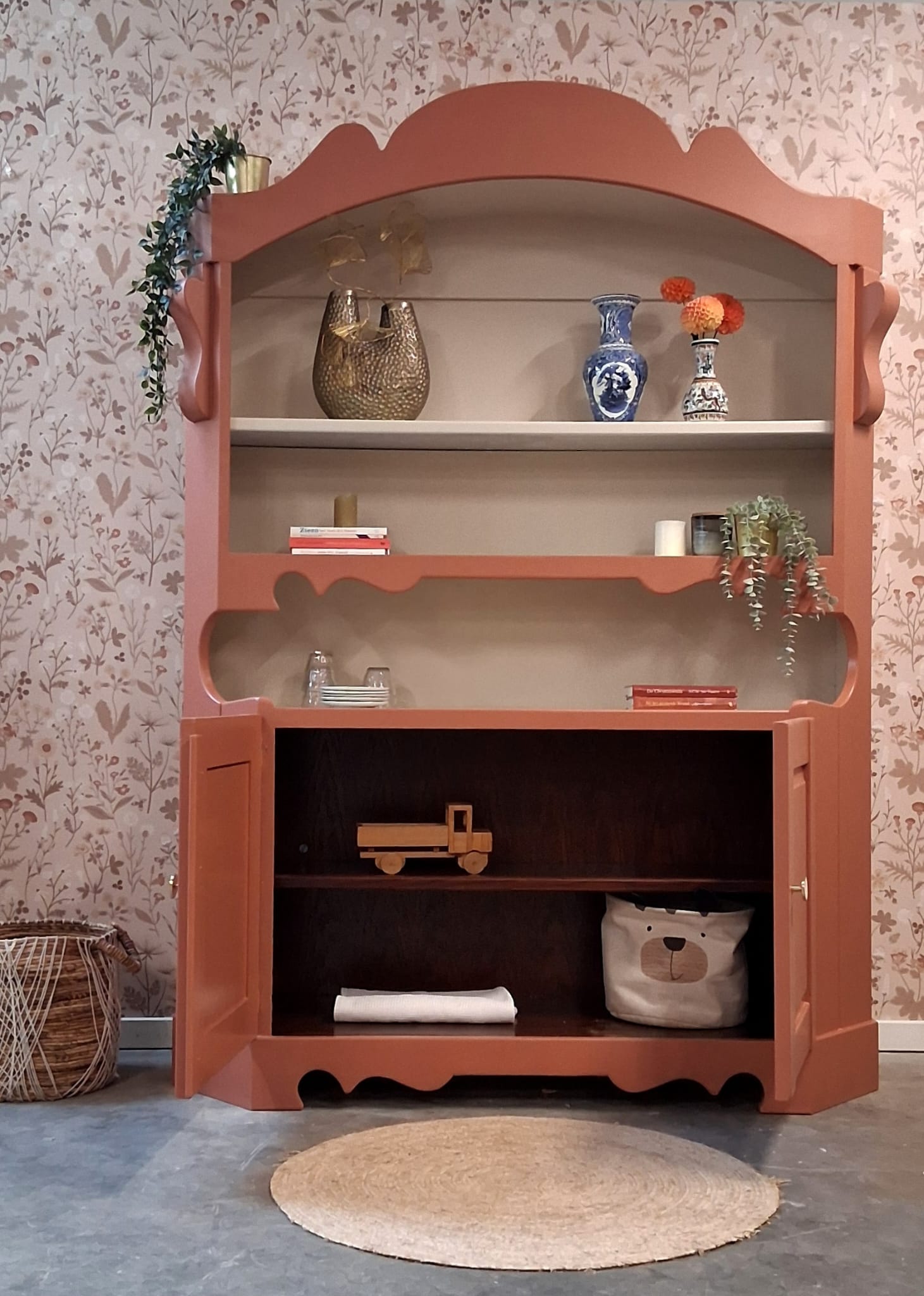 Vintage Retro Buffetkast Zachte Terracotta Kleur image 8
