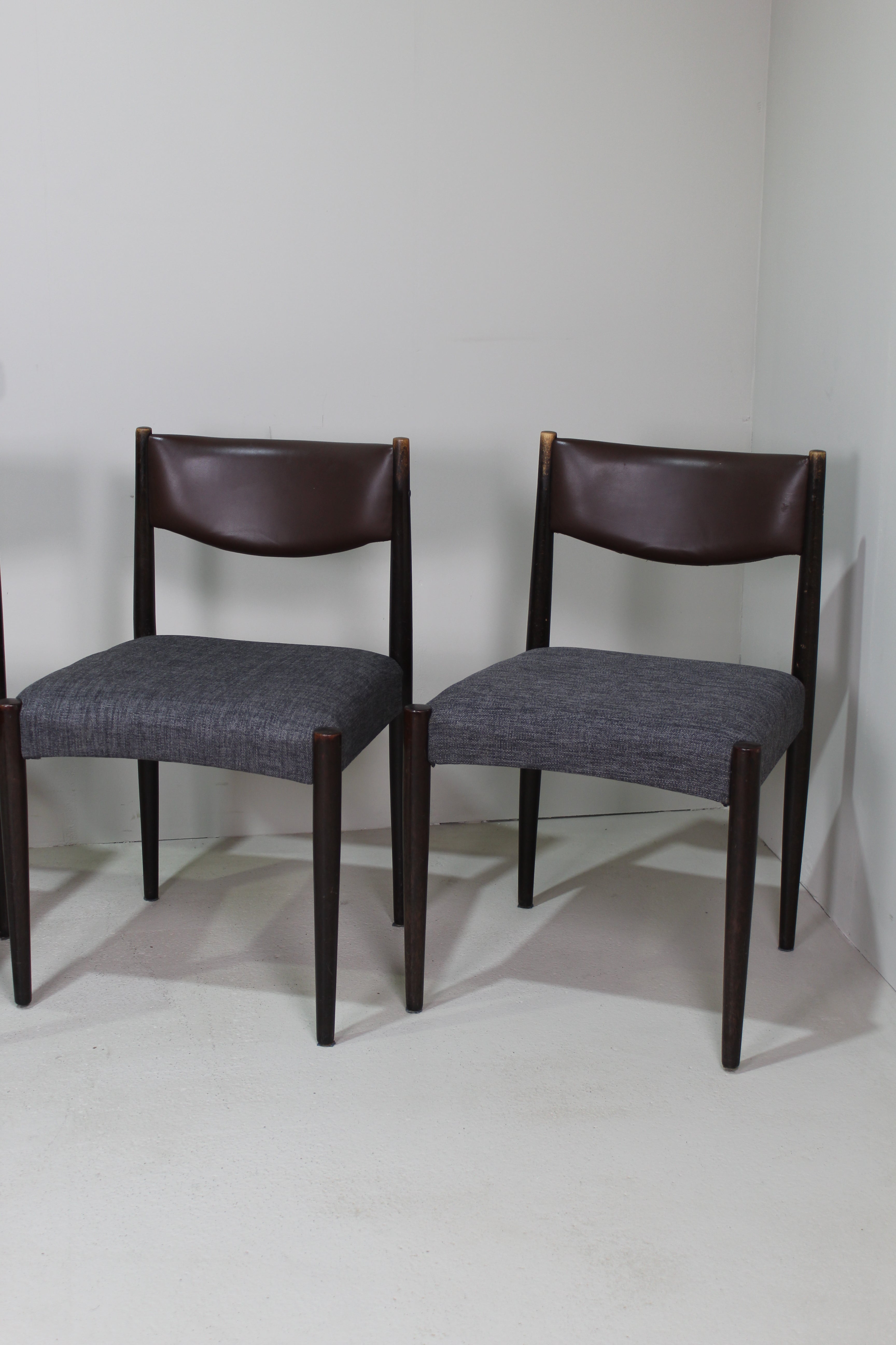 4x Vintage Eetkamerstoelen - Jaren '60, Bruin, Grijs image 14