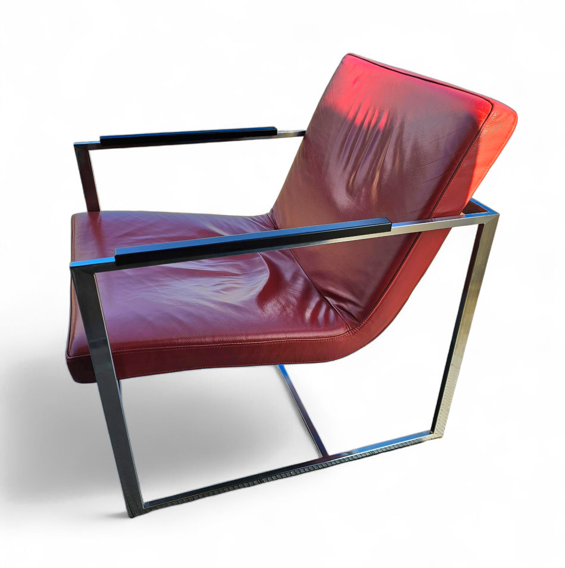 2 X Oscar Lounge Chair / Martin Haksteen / Harvink / Red Leather / Very Good Condition / 1980s image 3