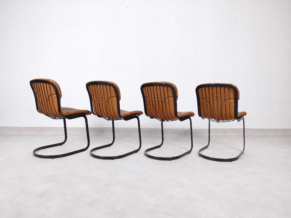 Willy Rizzo Stoelen - Cognac Leder - Cidue Italy image 13