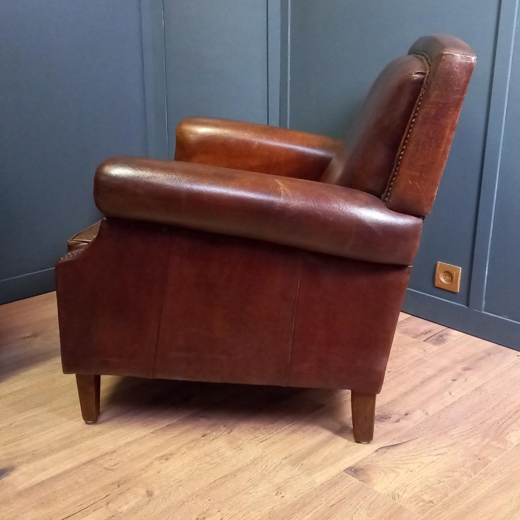 Schapenleren Vintage Clubfauteuil In Art Deco Stijl image 5