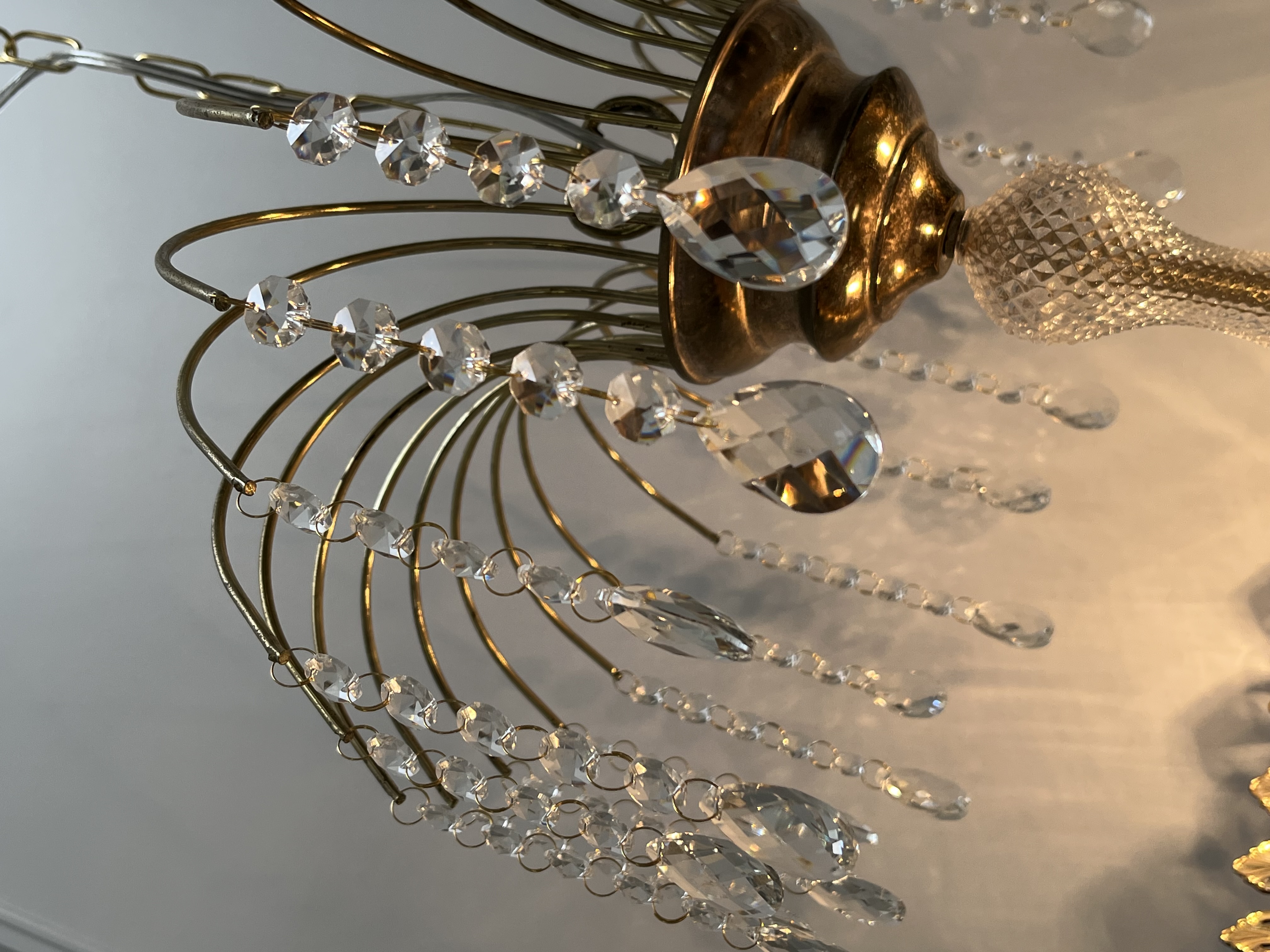 2 Stuks ! Vintage Art Nouveau Stijl Kristal Kroonluchters image 4