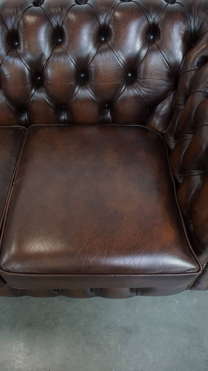 Luxe En Charmante 3-zits Rundleren Chesterfield Bank In Engelse Stijl image 7