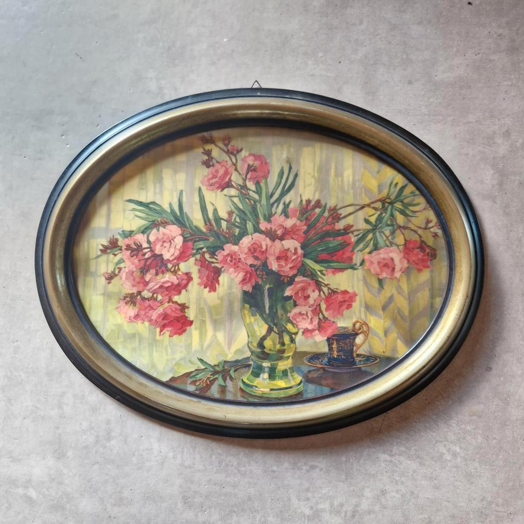 Antieke Ovale Lijst Met Prent Bloemen Schilderij Met Druk image 8
