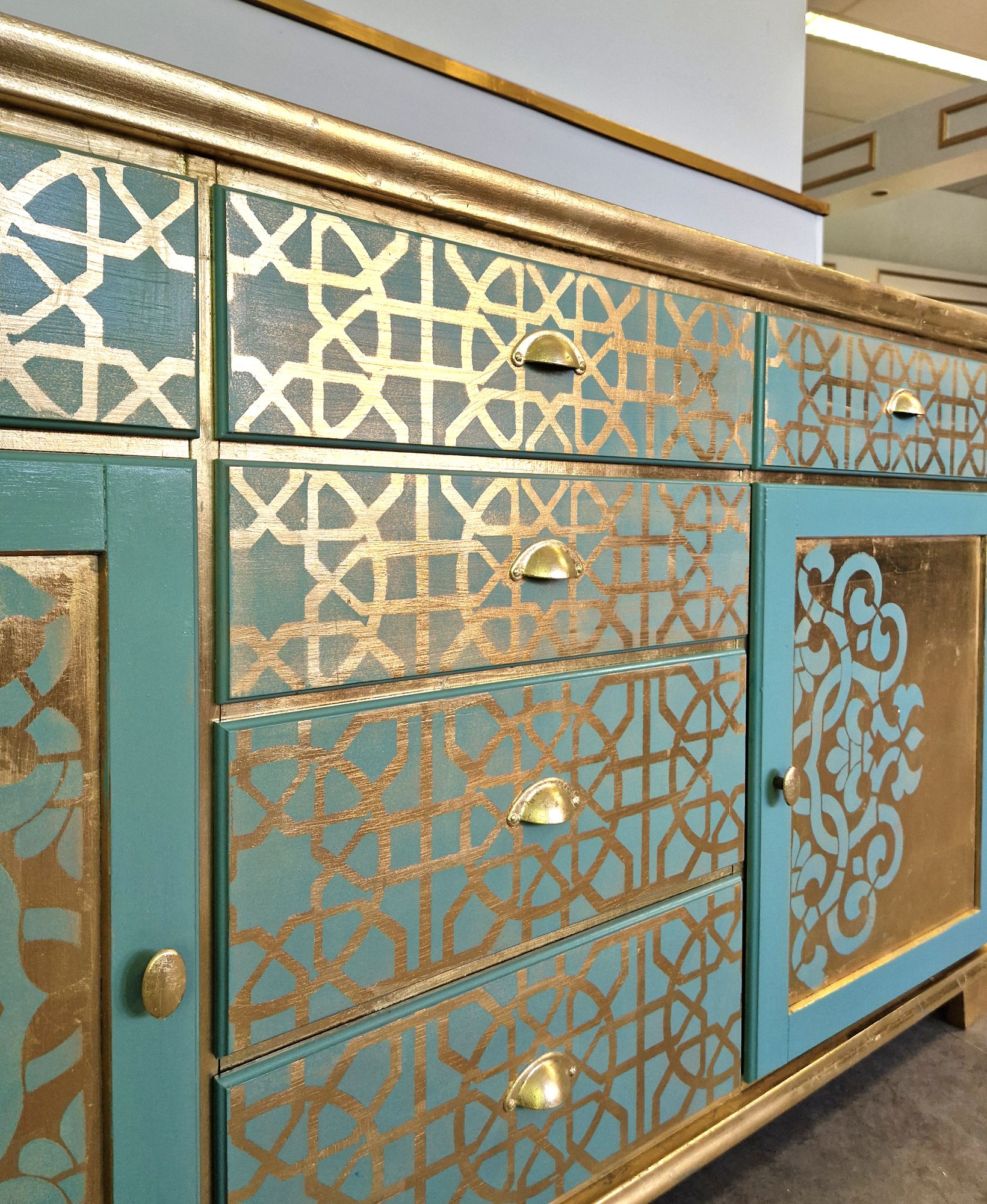 Oosterse Stijl Dressoir/ Kast In Goud En Turquoise image 5
