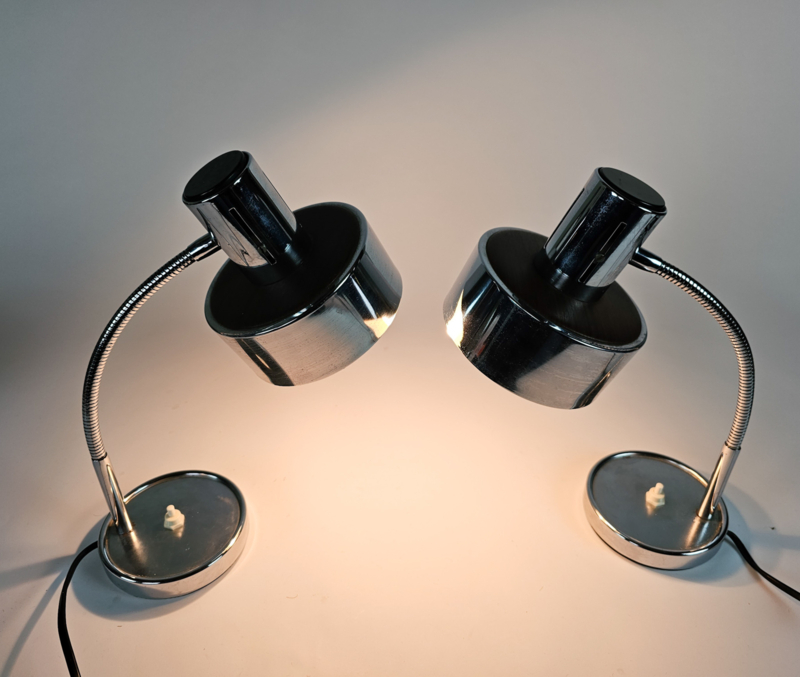 Vintage - Made In Italy - Florence - Tafellampen Set (2) - Attr. Targetti Sankey - Chroom - Metaa image 3