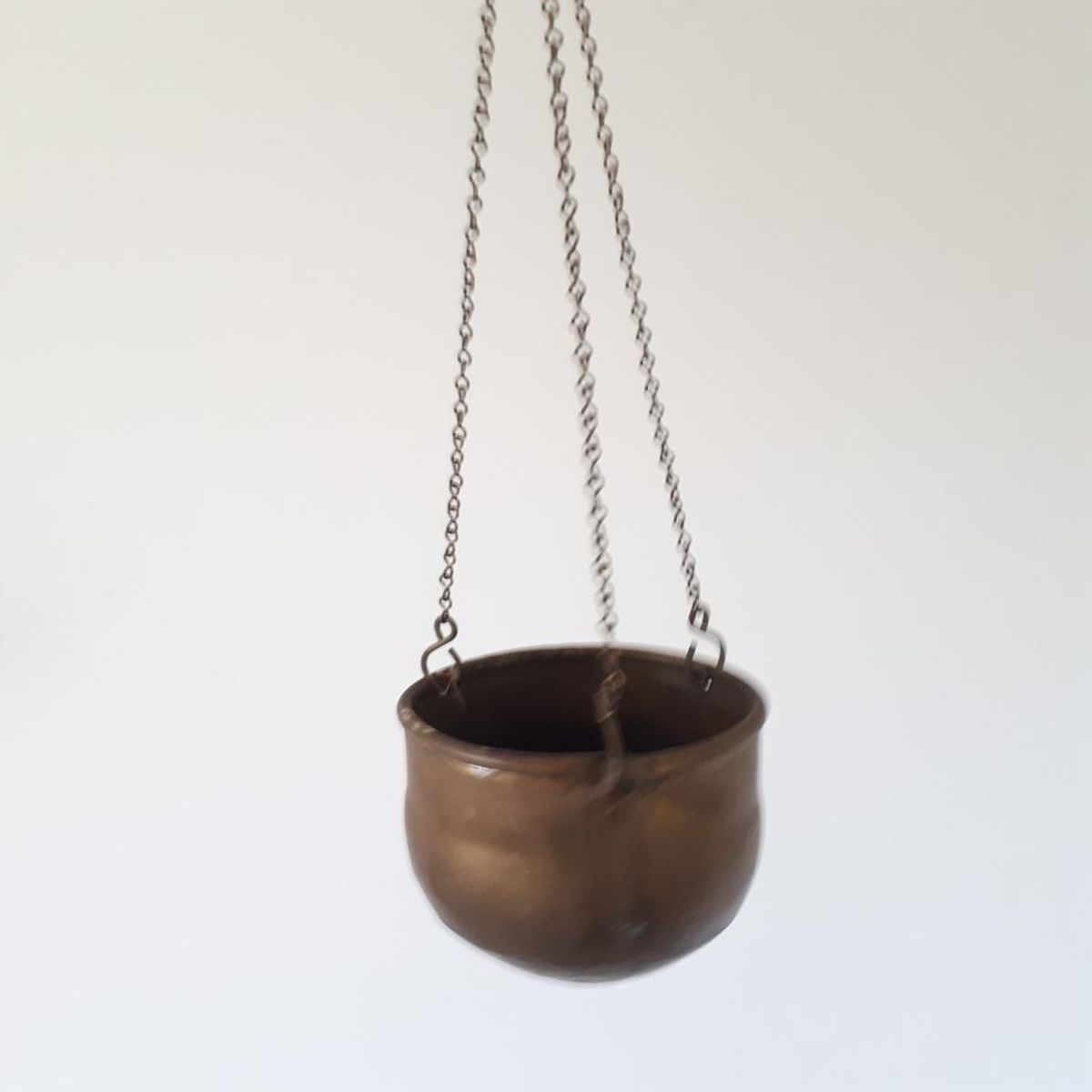 * Antieke Koperen Hangpotje Voor Hangplant Hangpot Pot image 2