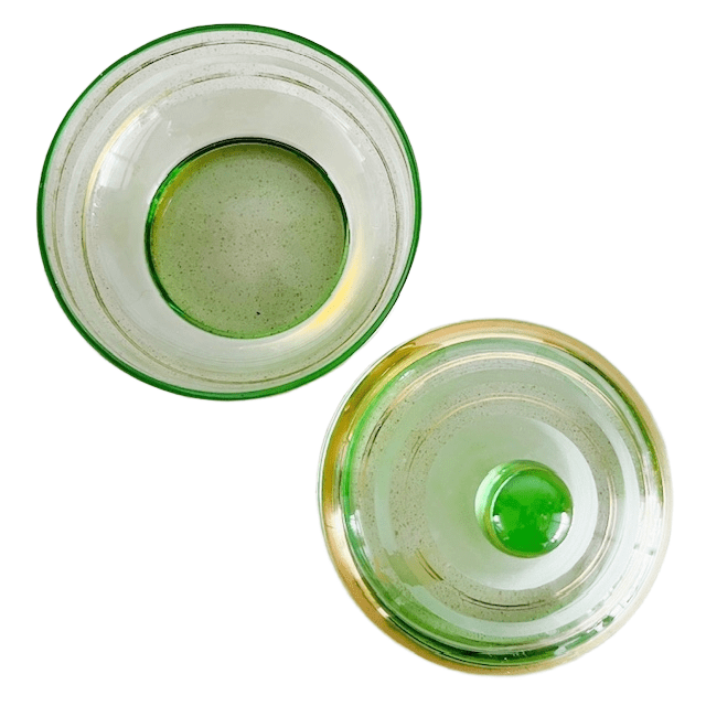 Vintage Glazen Sieradendoosje Groen Glas 1950’s image 4